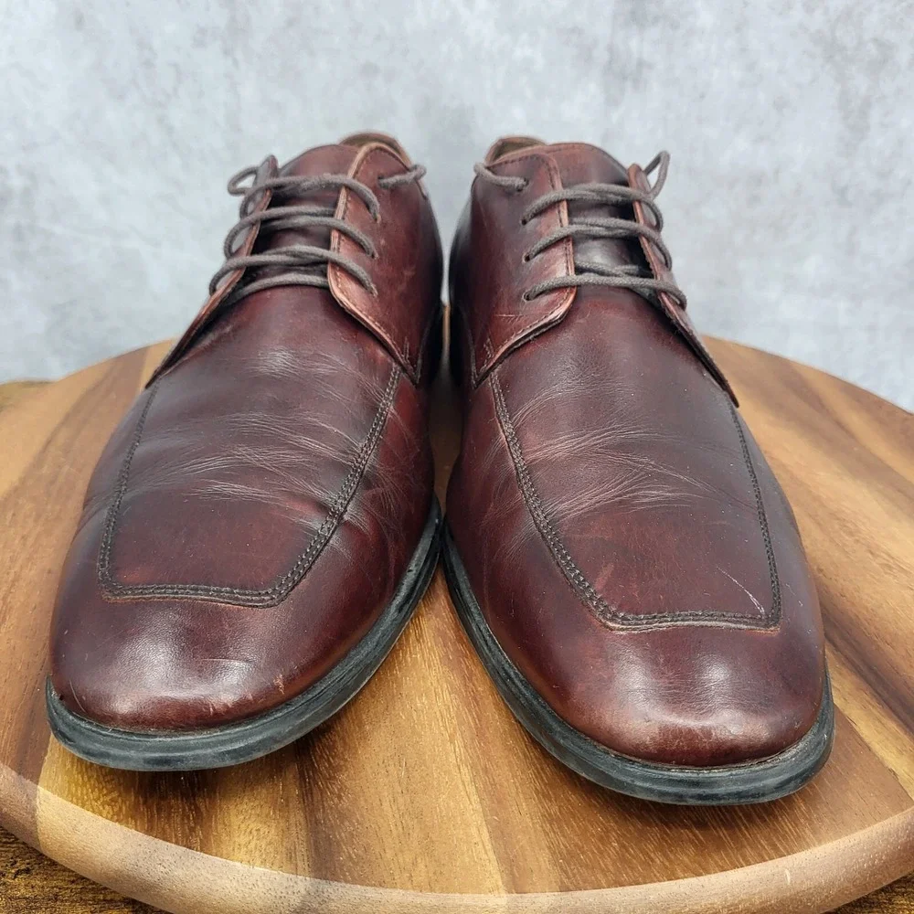 Cole Haan Air Oxford Shoes Mens 12 M Brown Apron Toe‎ Leather Dress Shoes C09436